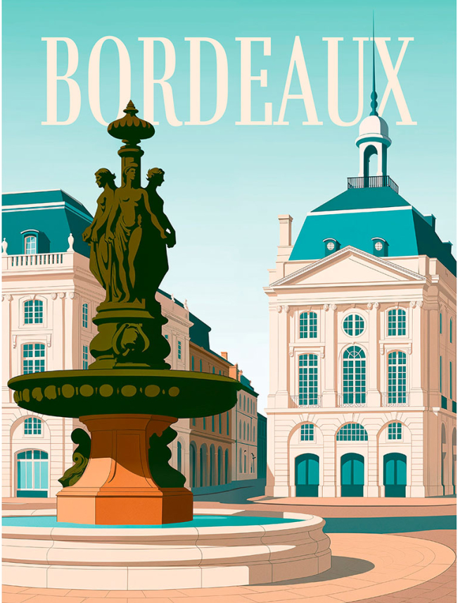 Affiche Bordeaux avec cadre