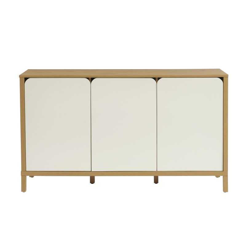 Buffet avec 3 portes effet chêne et blanc