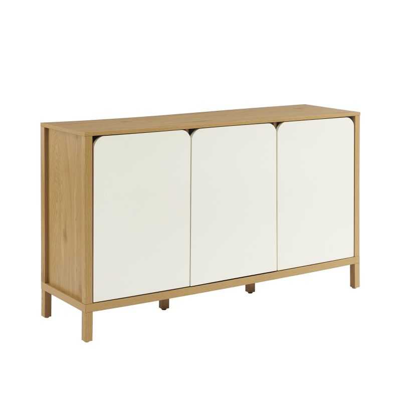 Buffet avec 3 portes effet chêne et blanc