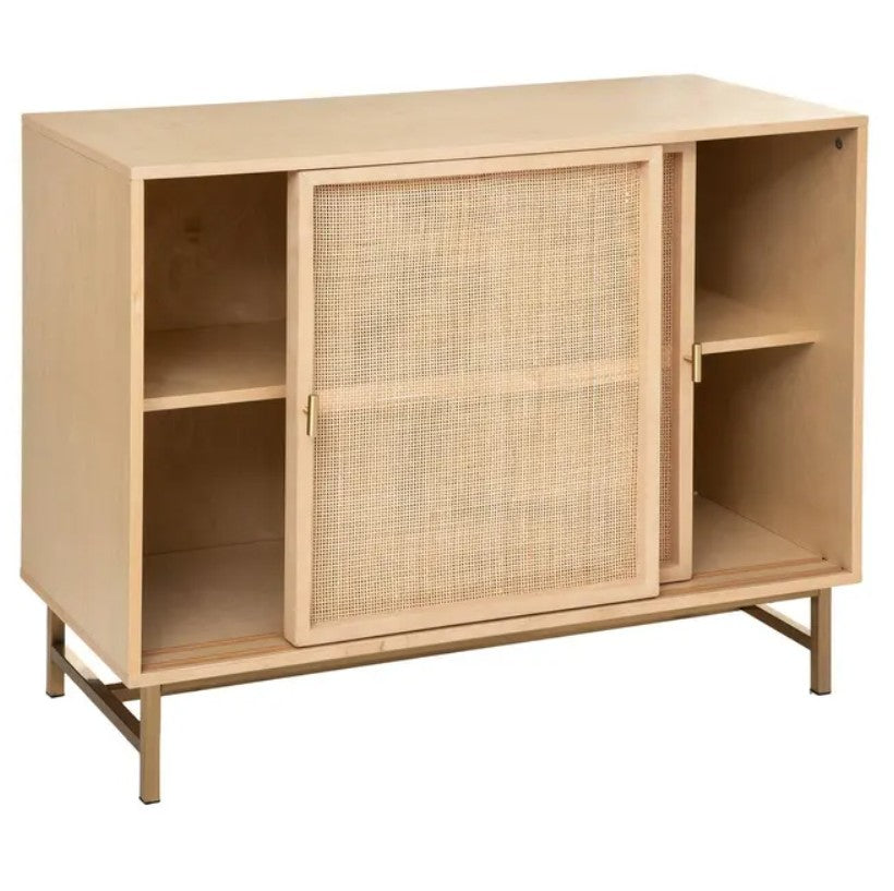 Buffet avec 2 portes coulissantes cannage rotin