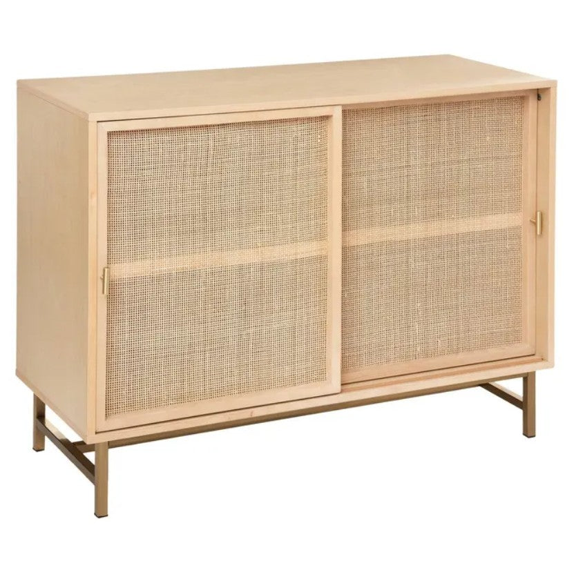 Buffet avec 2 portes coulissantes cannage rotin