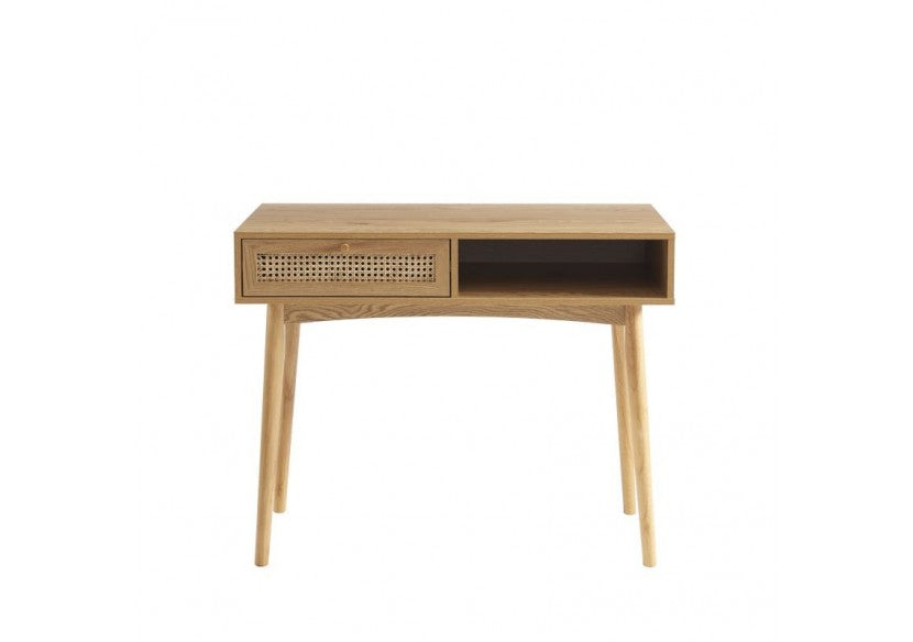 Bureau droit avec tiroir en cannage