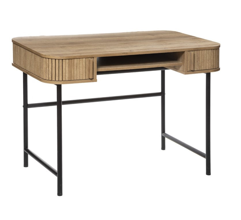 Bureau arrondi 2 portes effet chêne