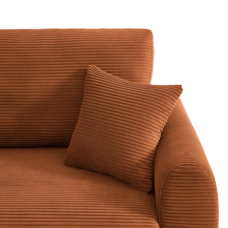 Canapé convertible 198cm 3 places en velours côtelé terracotta