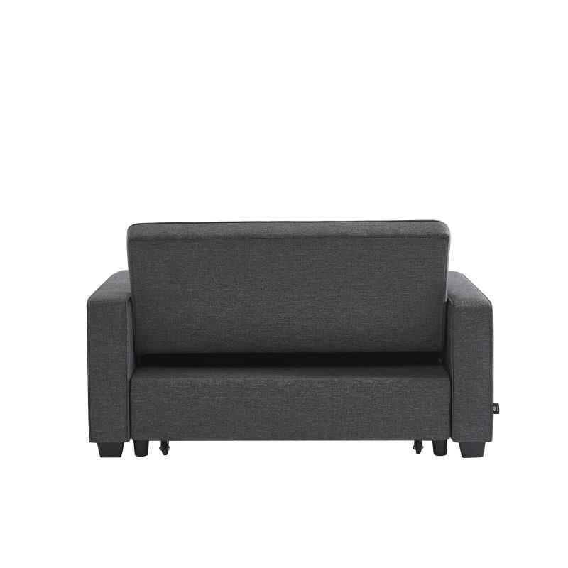 Canapé droit convertible 2 places en tissu gris