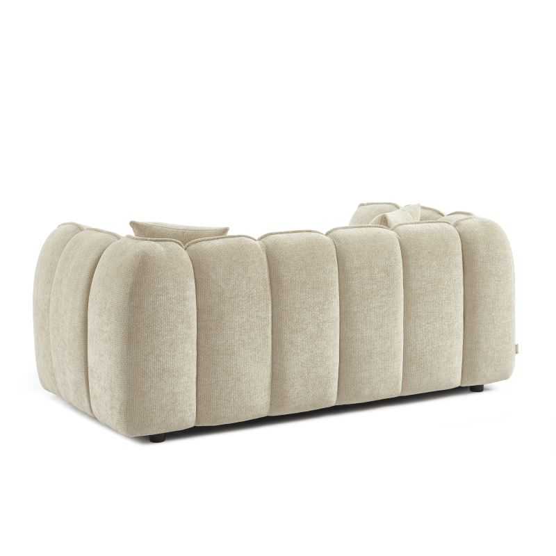 Canapé droit 2 places en tissu chenille beige