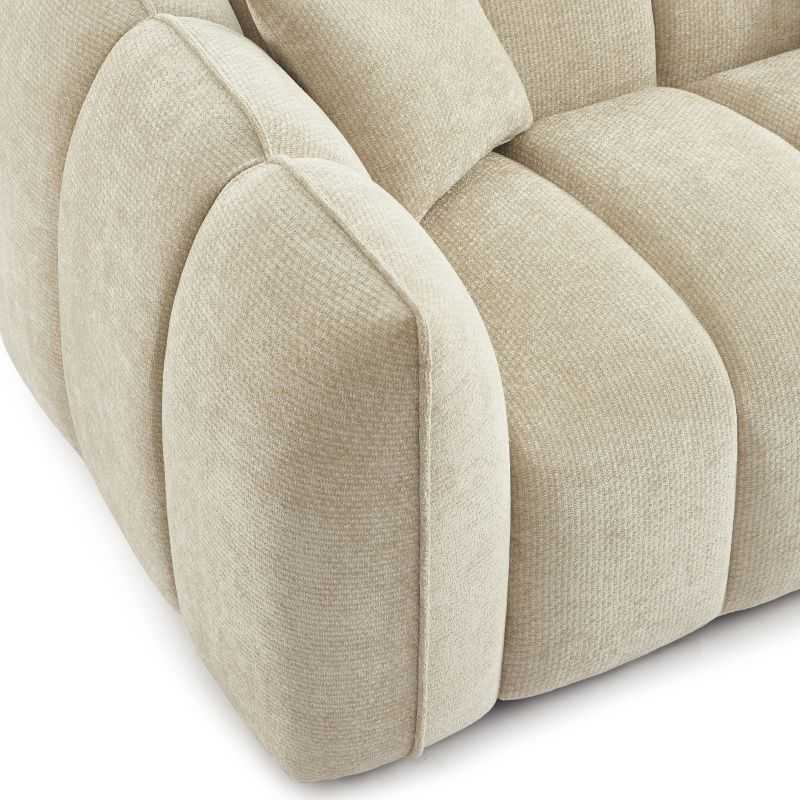Canapé droit 2 places en tissu chenille beige