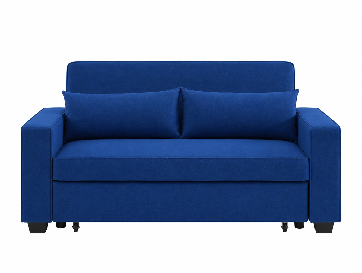 Canapé droit convertible 3 places en tissu bleu électrique