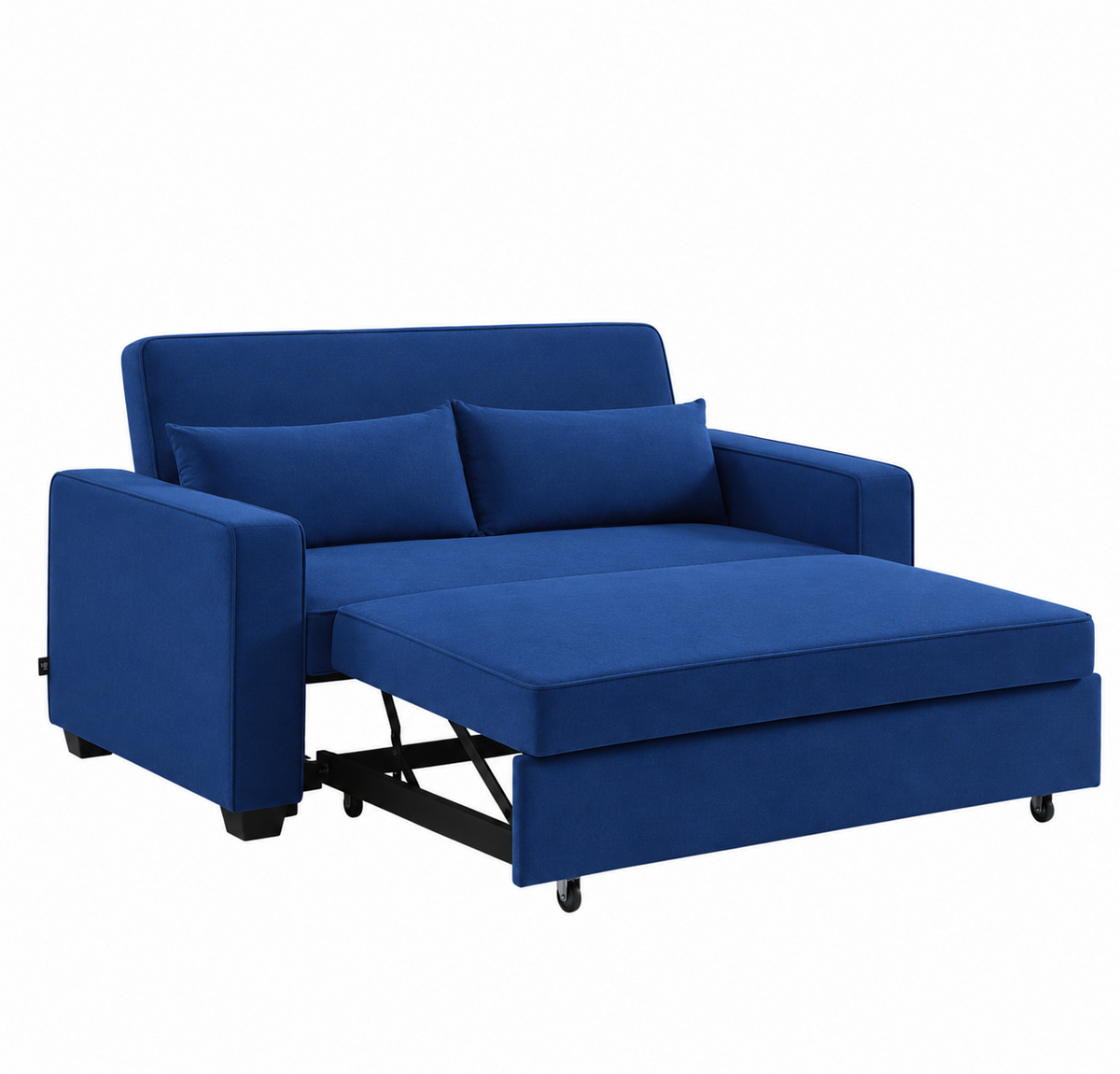 Canapé droit convertible 3 places en tissu bleu électrique