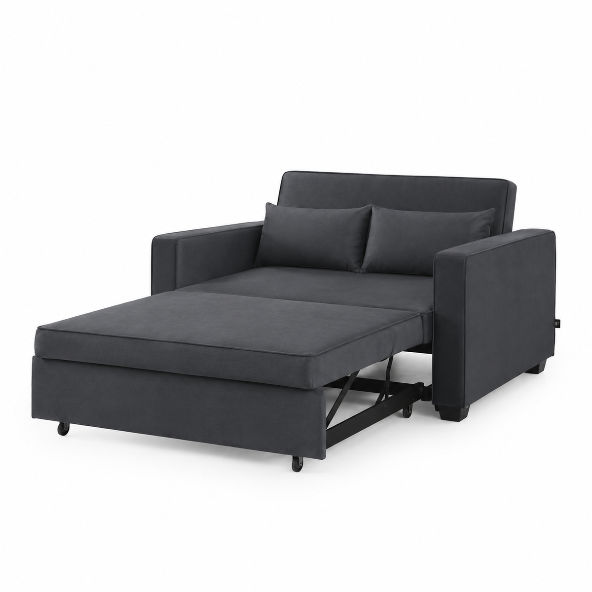 Canapé droit convertible 3 places en velours gris