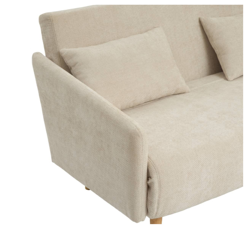 Canapé droit convertible 2 places beige