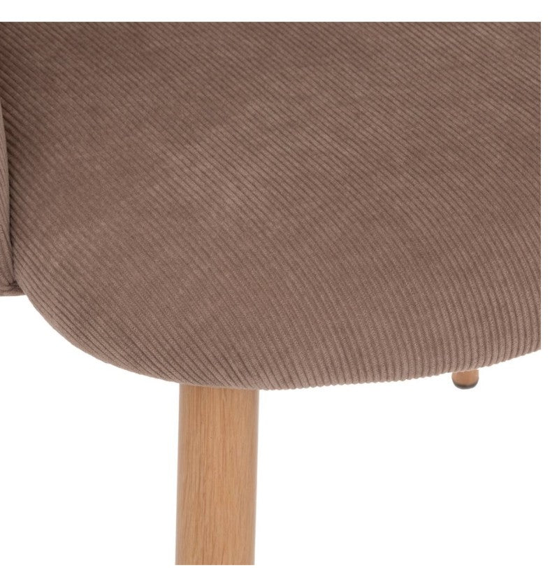 Chaise effet velours côtelé taupe