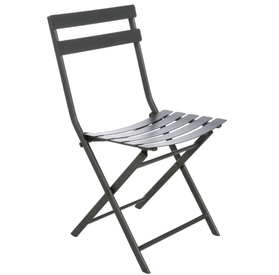 Chaise extérieure pliante en acier gris foncé