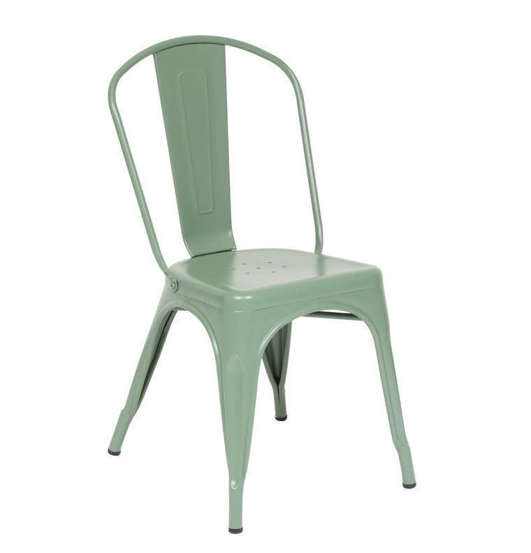 Chaise en métal vert olive
