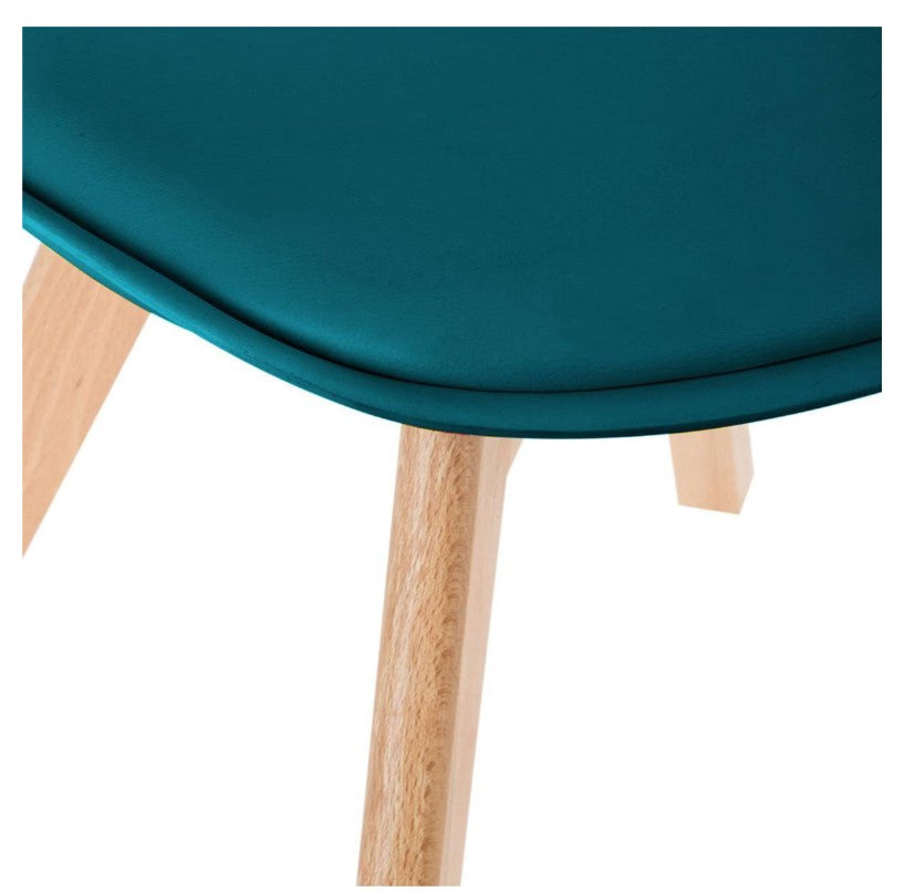 Chaise avec pieds hêtre bleu canard