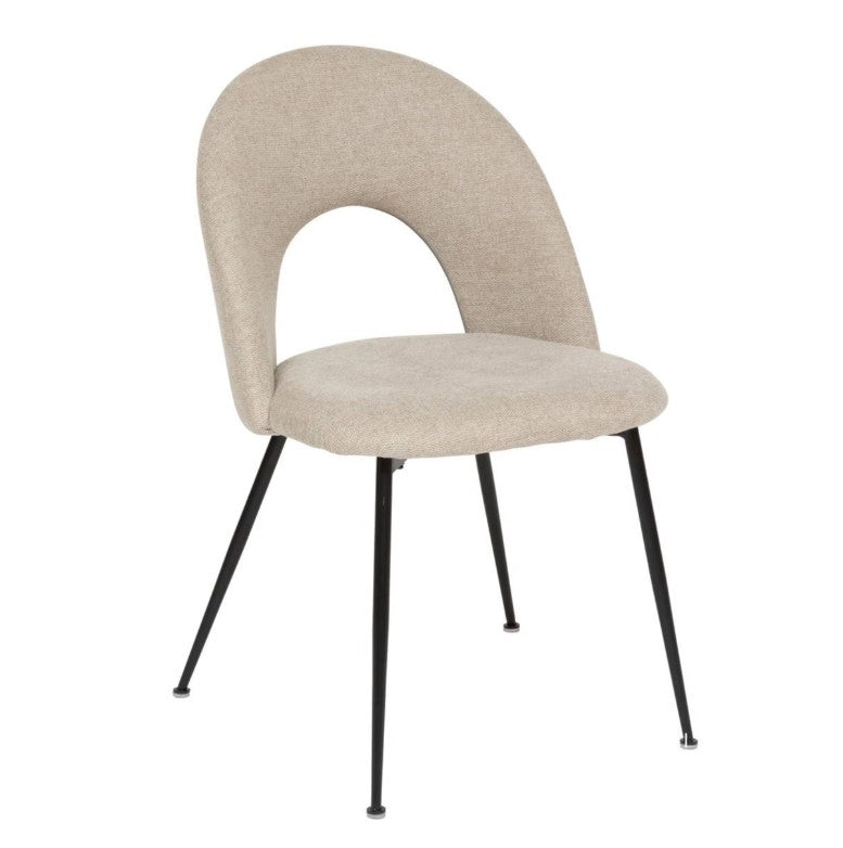 Chaise avec assise arrondie en tissu beige