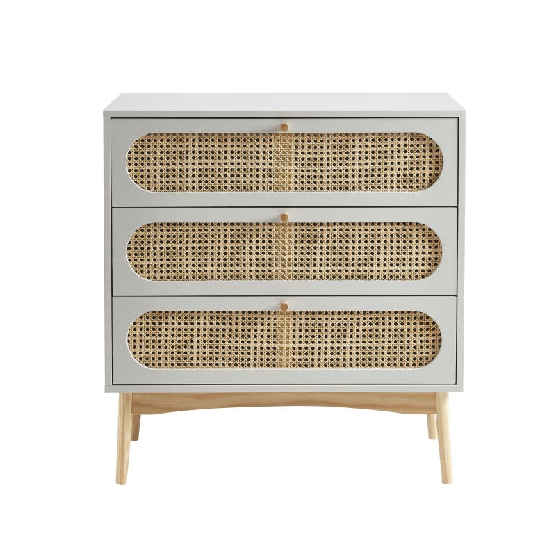 Commode 3 tiroirs cannage rotin gris