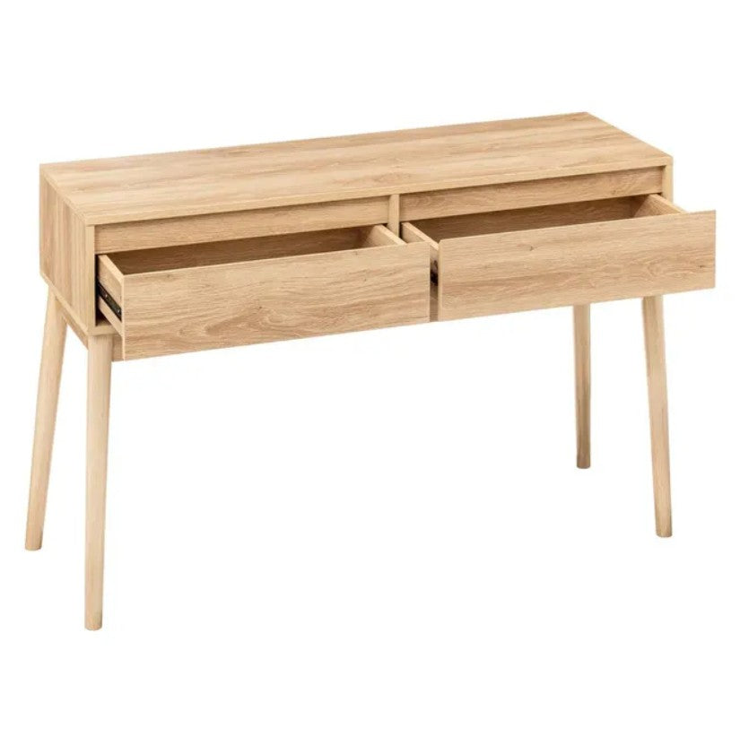 Console avec 2 tiroirs effet chêne naturel