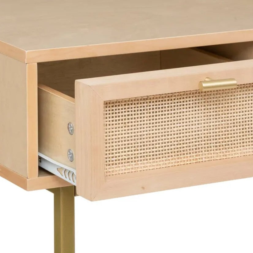 Console avec 3 tiroirs en cannage rotin
