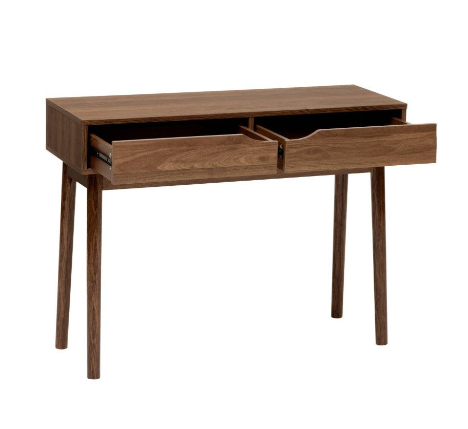 Console avec 2 tiroirs effet bois foncé