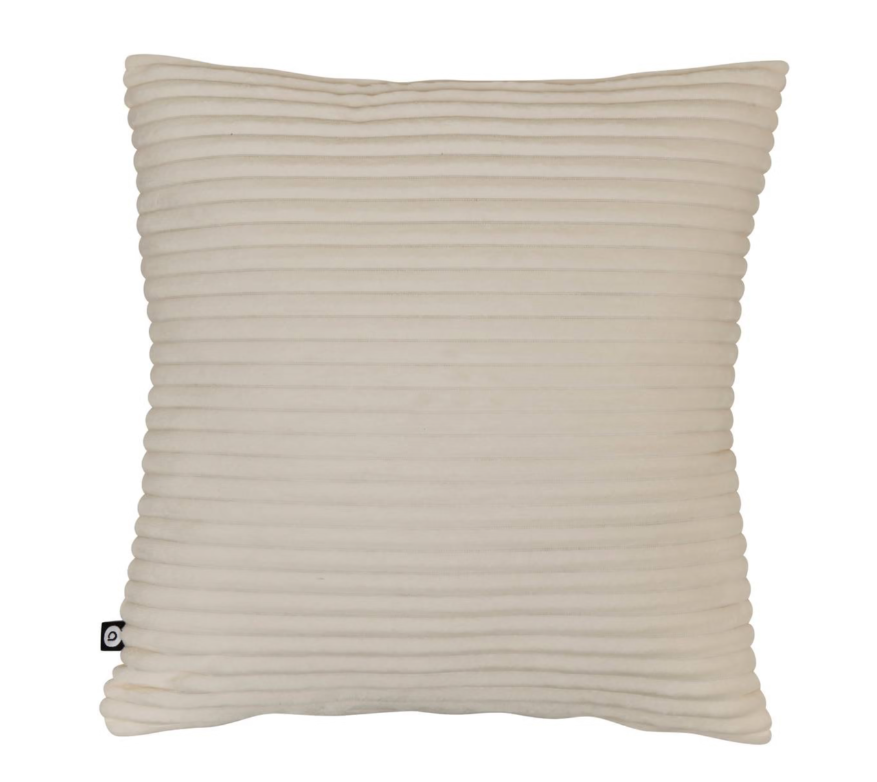 Coussin en velours côtelé blanc 38x38cm