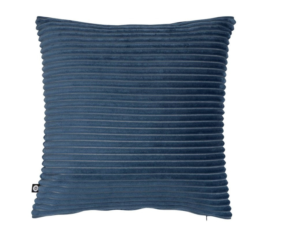 Coussin en velours côtelé bleu encre 38x38cm