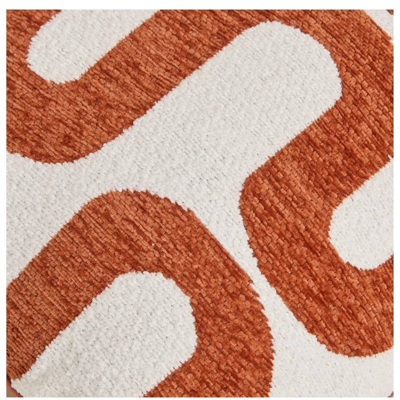 Coussin en tissu chenille blanc et terracotta 40x40cm