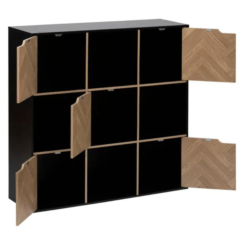 Étagère 9 cases effet bois et noir