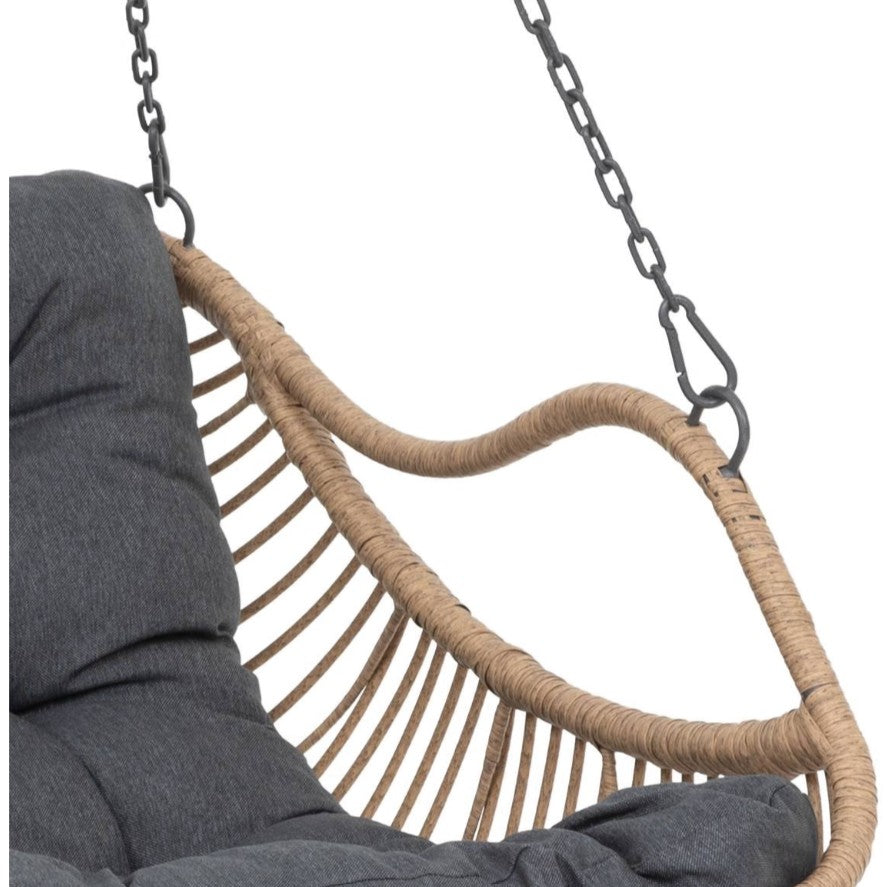 Fauteuil extérieur suspendu tressé gris foncé