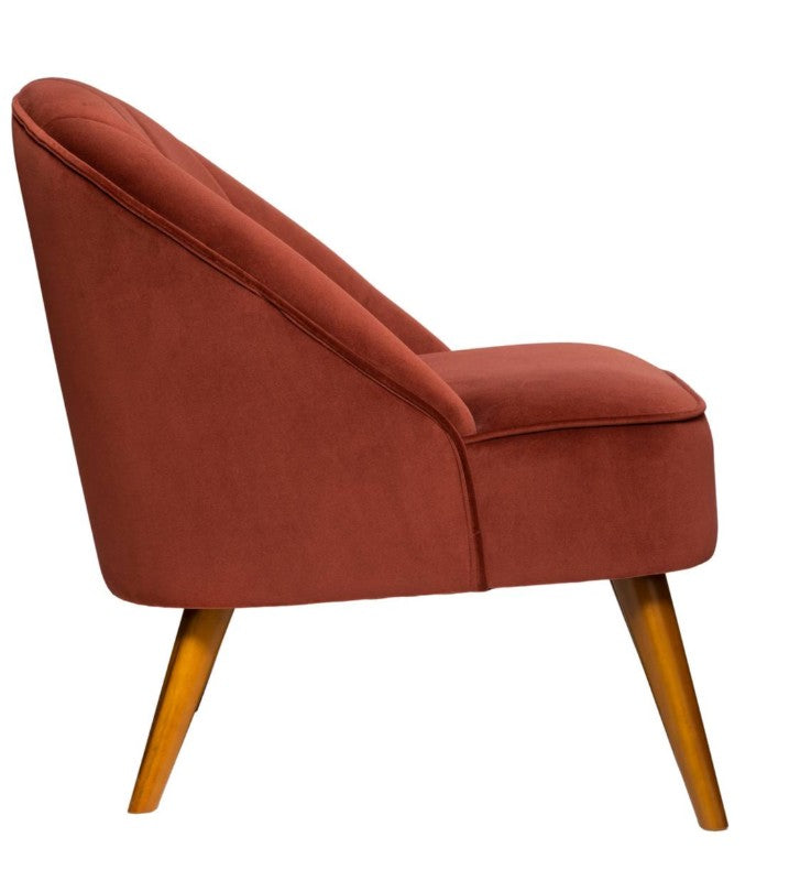 Fauteuil en tissu arrondi terracotta