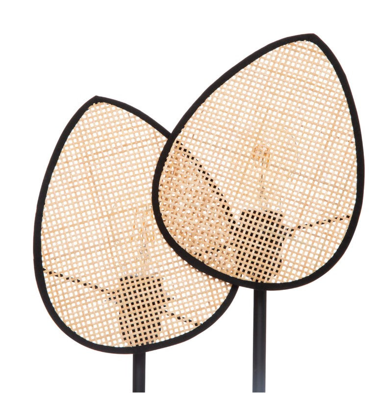 Lampe feuille en cannage rotin