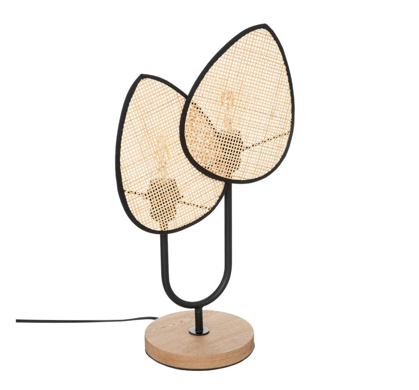 Lampe feuille en cannage rotin