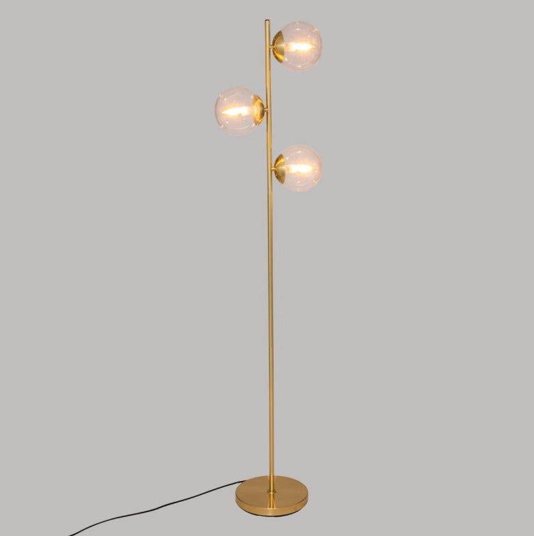 Lampadaire droit en métal doré