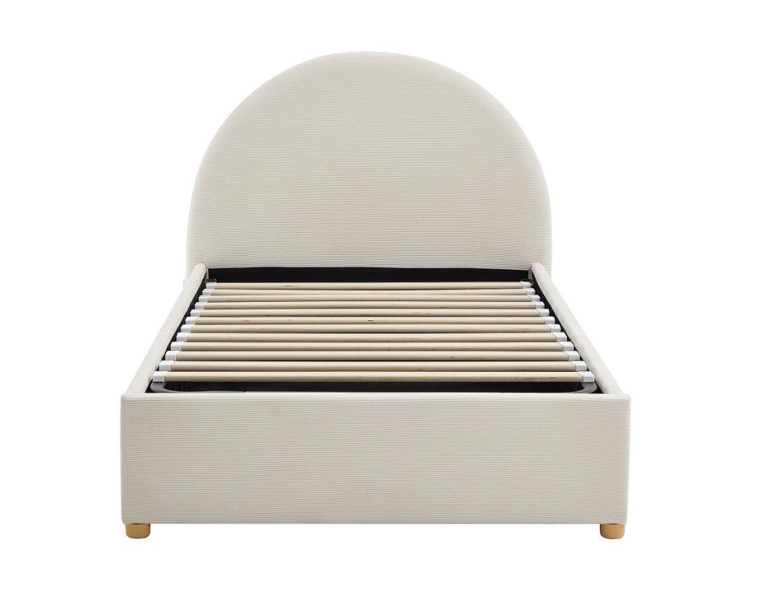 Lit coffre 90x190cm tissu bouclette beige