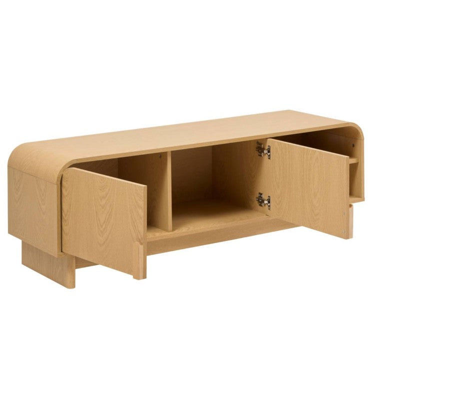 Meuble TV arrondi 2 portes beige
