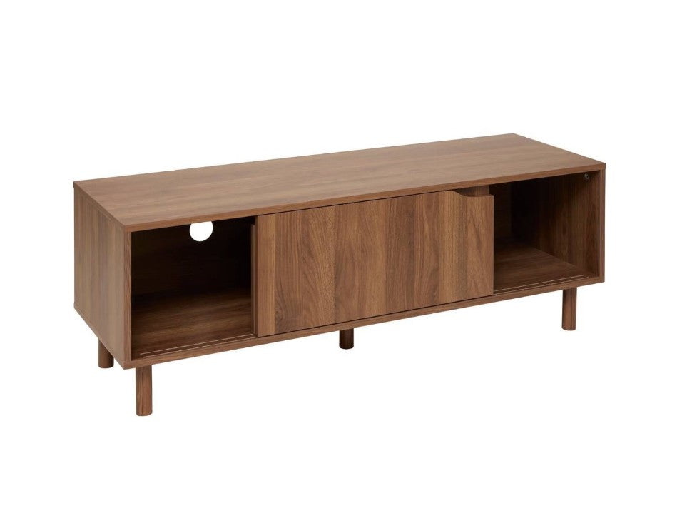 Meuble TV avec 2 placards effet bois foncé