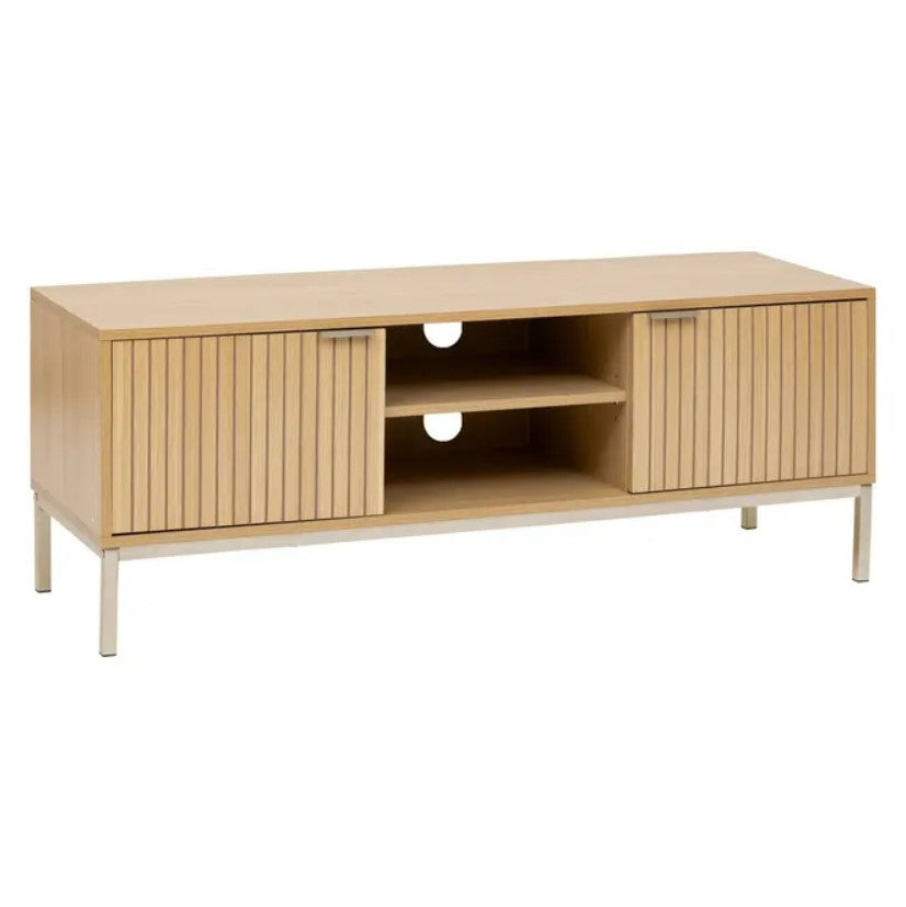 Meuble TV avec 2 placards effet bois naturel
