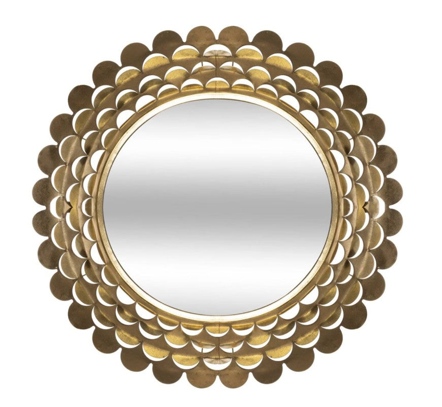 Miroir fleur en métal doré