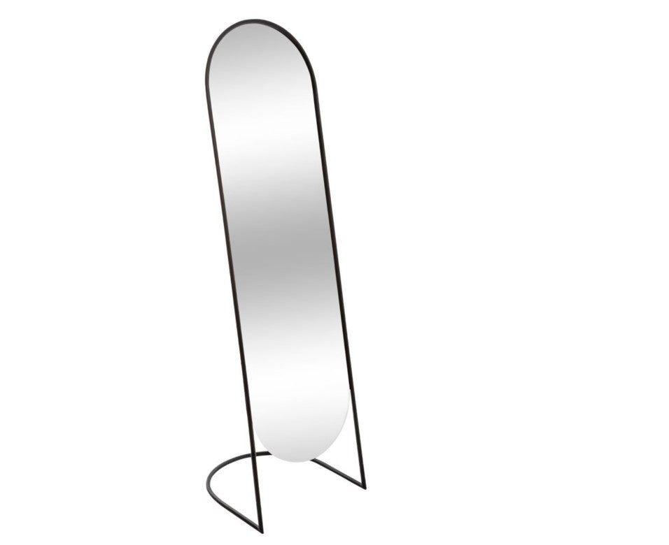 Miroir sur pied oval en métal noir 140cm