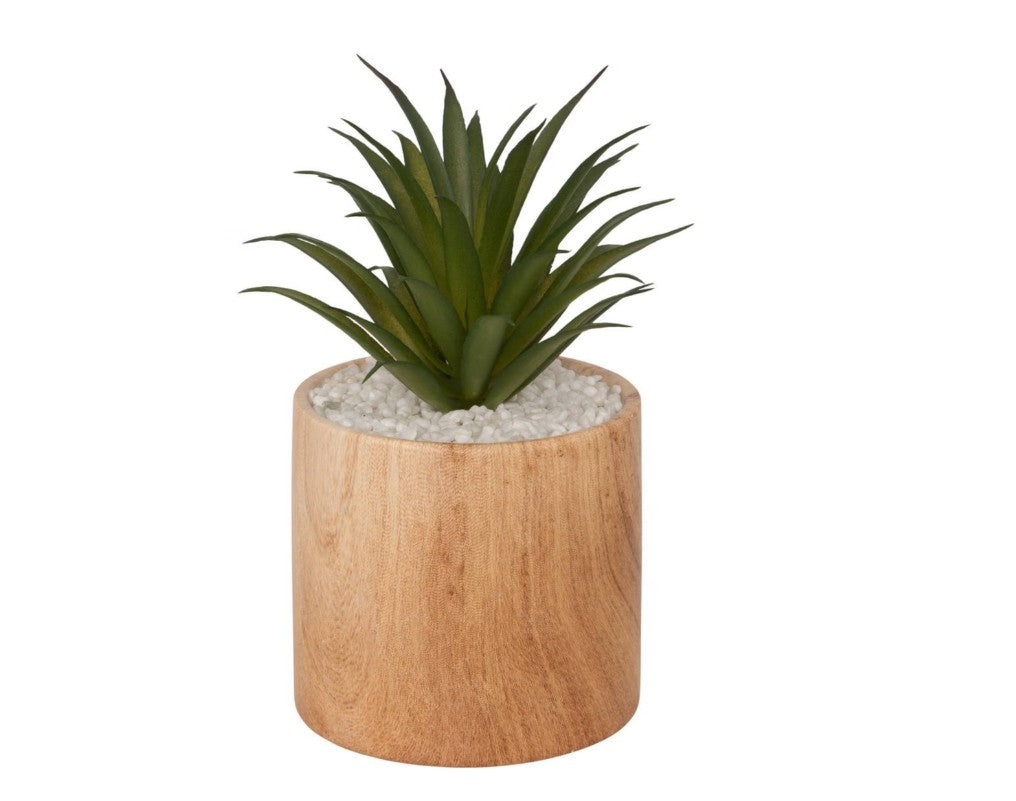 Plante artificielle en pot effet bois beige H.17cm