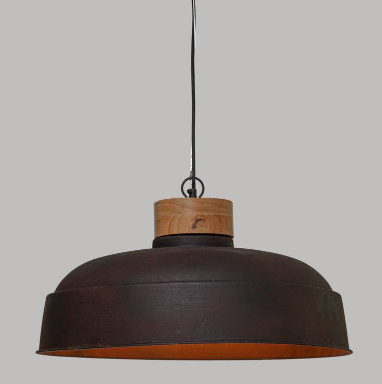 Suspension arrondie en bois et métal gris