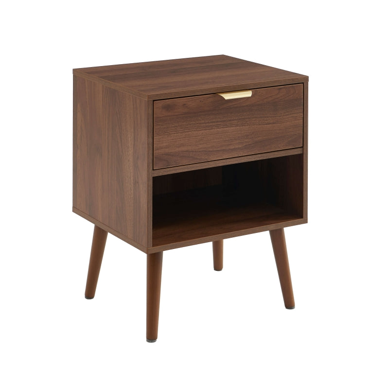 Lot de 2 tables de chevet 1 tiroir effet noyer