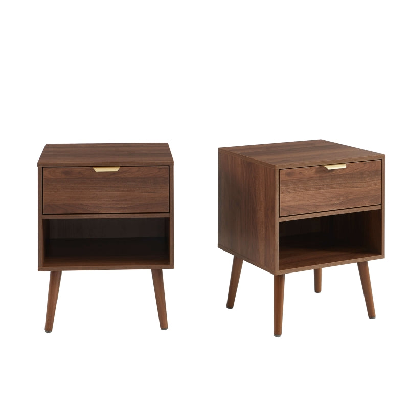 Lot de 2 tables de chevet 1 tiroir effet noyer