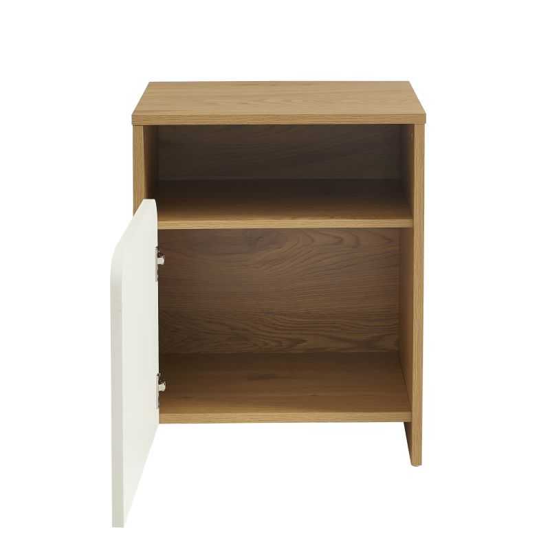Table de chevet effet chêne et porte blanche