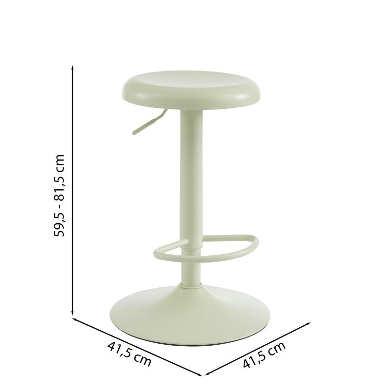 Tabouret de bar en métal vert amande mat réglable