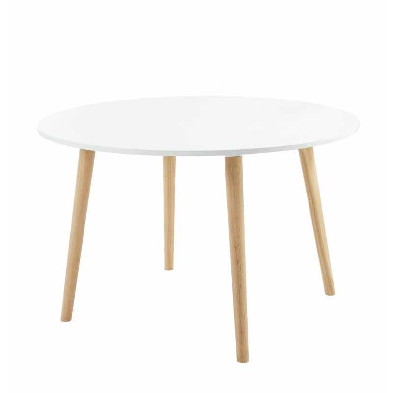 Table à manger ronde blanche et bois