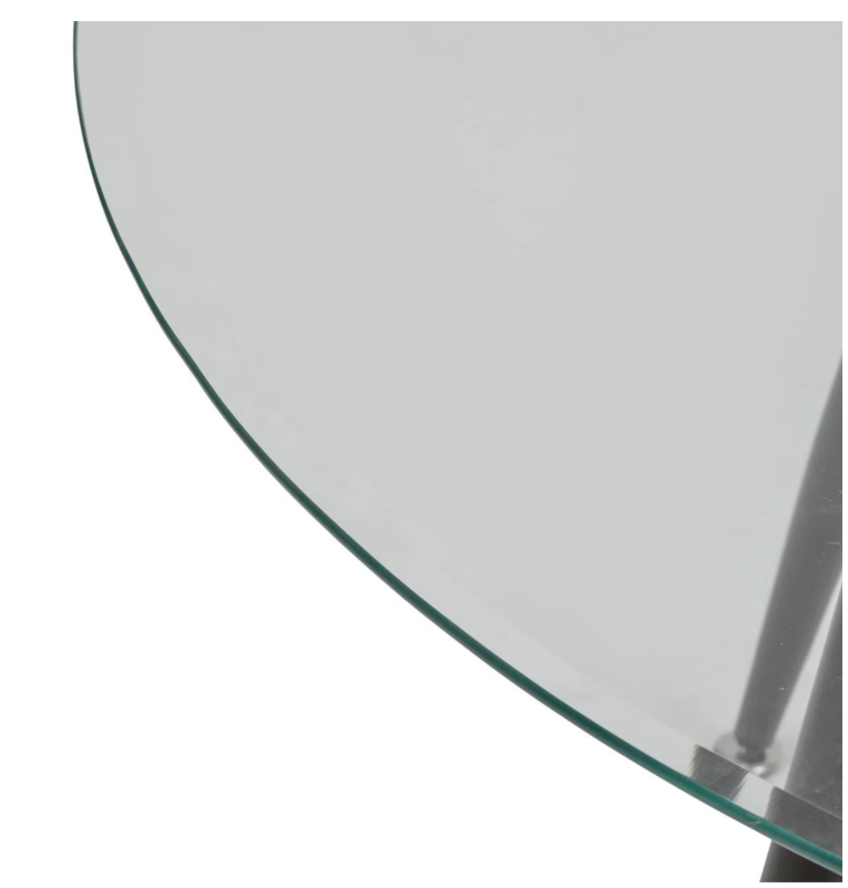 Table à manger ronde noire transparente