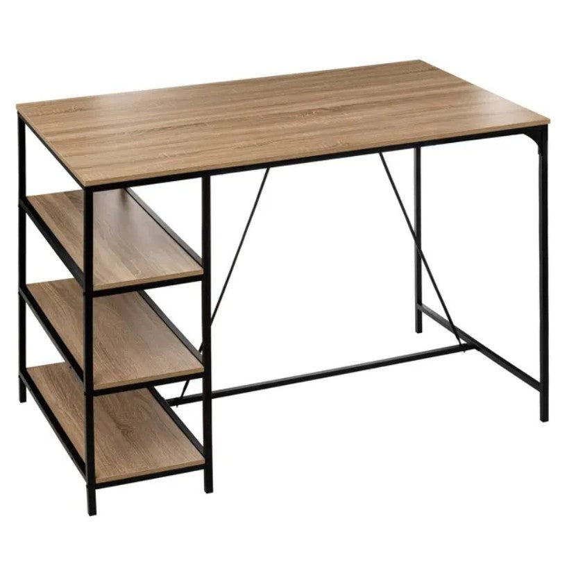 Table de bar 3 étagères effet chêne
