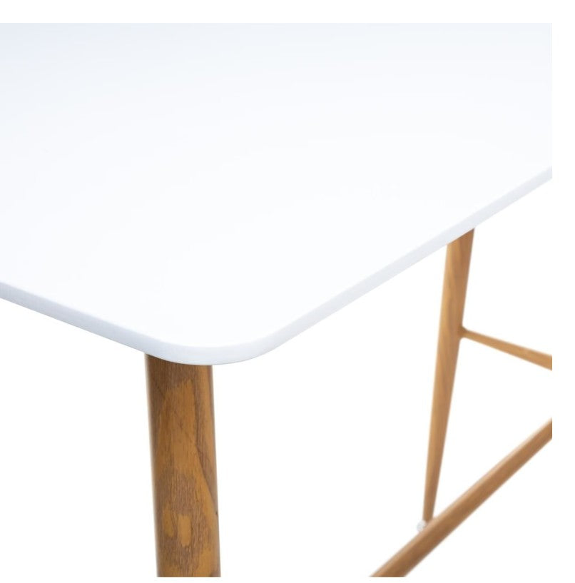 Table de bar blanche et bois 6 personnes