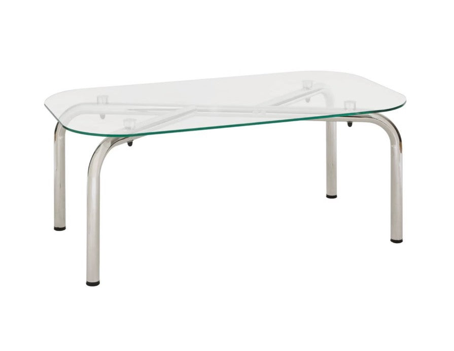 Table basse transparente en argent